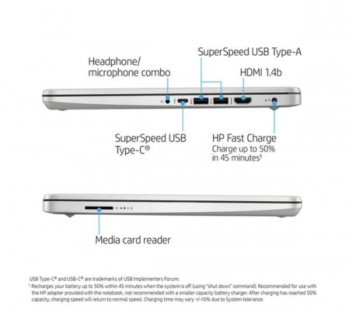 GradeB - HP 14s-dq2502na 14in Silver Laptop - Intel Pentium Gold 7505 4GB RAM 128GB SSD - Windows 10 Full HD screen