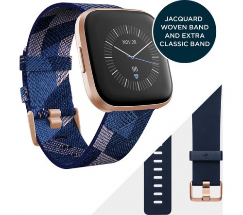 GradeB - FITBIT Versa 2 Special Edition with Amazon Alexa - Navy & Pink Woven Strap