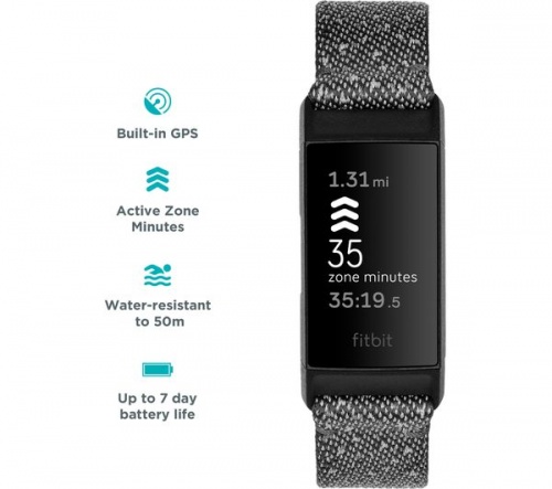 GradeB - FITBIT Charge 4 Fitness Tracker Granite Black - Universal