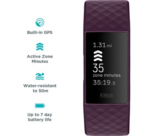 FITBIT Charge 4 Rosewood Fitness Tracker - Universal