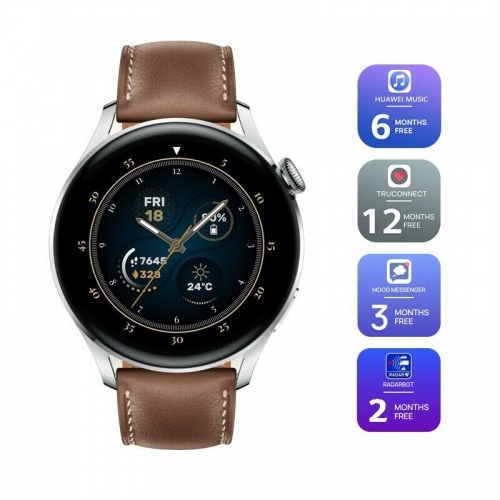 GradeB - HUAWEI Watch 3 Classic Silver & Brown 46 mm | Water resistant