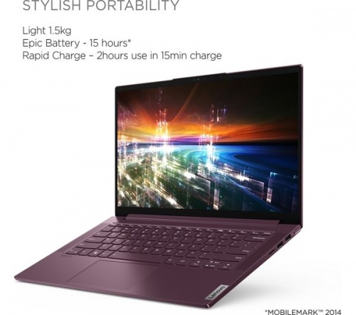 GradeB - LENOVO Yoga Slim 7 14in Orchid Laptop - Intel i5-1035G4 8GB RAM 256GB SSD - Windows 10