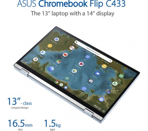 Grade2B - ASUS Flip C433TA 14in 2-in-1 Silver Chromebook - Intel m3-8100Y 4GB RAM 64GB eMMC - Chrome OS