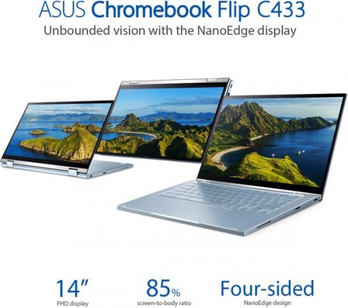 Grade2B - ASUS Flip C433TA 14in 2-in-1 Silver Chromebook - Intel m3-8100Y 4GB RAM 64GB eMMC - Chrome OS