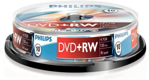 Philips DVD+RW 4.7GB 4x Spindle 10pk- DW4S4B10F
