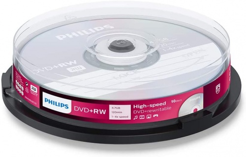 Philips DVD+RW 4.7GB 4x Spindle 10pk- DW4S4B10F