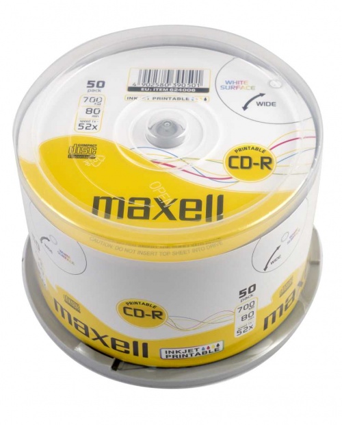 Maxell PRINTABLE CD-R 80 700MB 80min 52x Tub (50 Pack)
