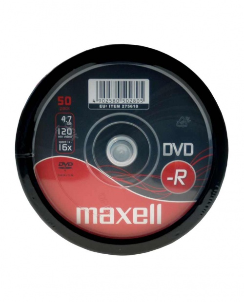Maxell 16x Branded DVD-R 4.7GB in cake Pack of 50