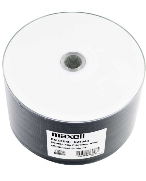 Maxell 52x White Inkjet Printable CD-R 700MB 80 Min - 50 Pack Cellowrap