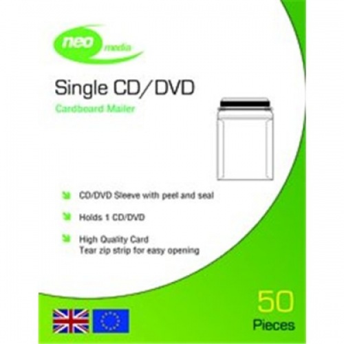 NEO Card Mailer for Single CD/DVD With Peel And Seal 50 Pack