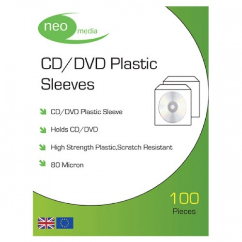 80 MICRON Neo High Quality PVC CD / DVD Sleeve in Packs of 100