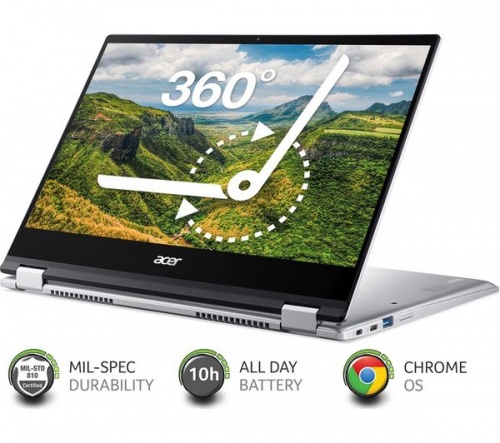 ACER Spin 514 14in 2-in-1 Silver Chromebook - AMD Ryzen 5 3500C 8GB RAM 128GB eMMC - Chrome OS | Full HD touchscreen