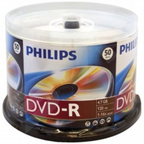 Philips DVD-R Branded Media 4.7GB 16x  Cake Spindle  - 50 Pack - DM4S6B50F