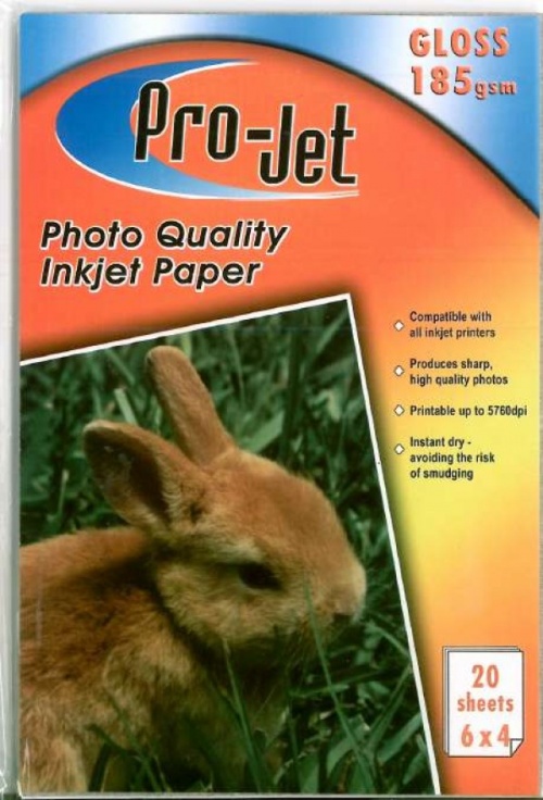 Projet A6 6x4 GLOSS Photo Paper 185gsm Pack of 20