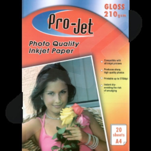 Projet A4 Glossy Photo Paper 210gsm Pack of 20