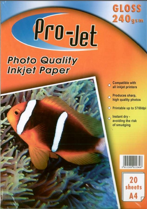 Projet A4 Glossy Photo Paper 240gsm Pack of 20