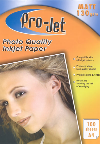 Projet A4 MATT Photo Paper 130gsm Pack of 100