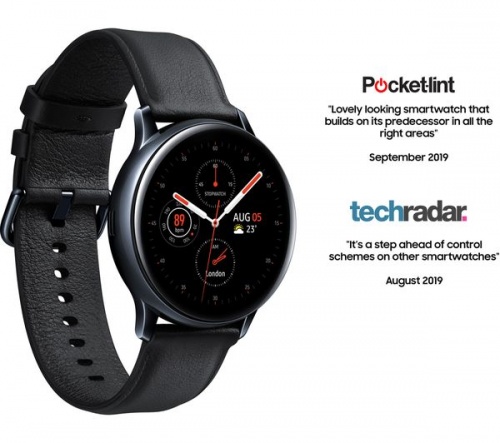 SAMSUNG Galaxy Watch Active2 4G Black - Leather & Stainless Steel | 44 mm