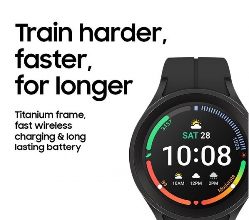 SAMSUNG Galaxy Black Watch5 Pro BT - Titanium 45 mm | Bixby & Google Assistant