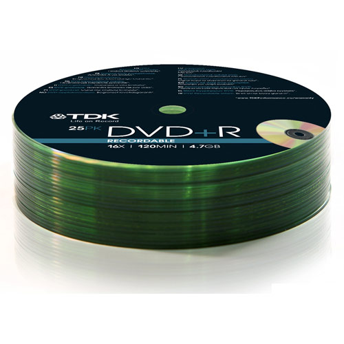TDK T78649 DVD + R Blanks 16x Speed DVD Pack of 25)