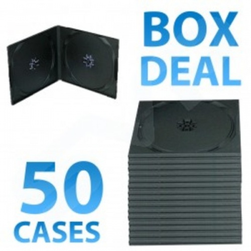 50x Half Height Black Double CD DVD Case - 10MM