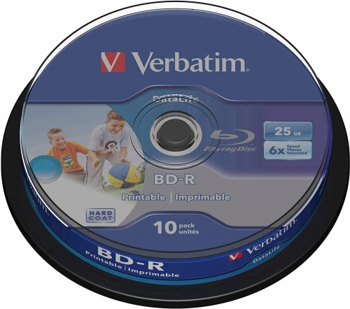 Verbatim Blu Ray  25GB  10pk print 6x 43804