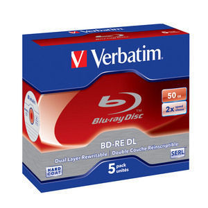 Verbatim 50GB 2x BD-RE Dual Layer Re-Writable Blu-Ray - 5 Pack In Jewel Case 43760