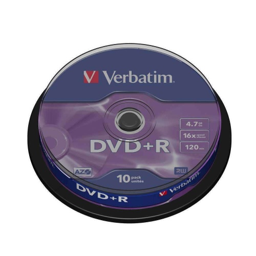 Verbatim Azo 16x Branded Matt Silver DVD+R in Packs of 10 43498