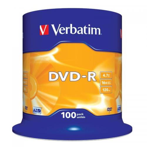 Verbatim Azo Branded Matt Silver 16x DVD-R Pack of 100 43549