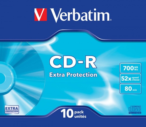 Verbatim CD-R 700MB 80 Minute 52x DataLife Extra Protection Slim Case (Pack of 10) 43415