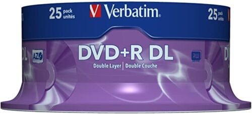 VERBATIM 43757 DVD+R Double Layer  8x Matt Silver Blank DVDs 8.5GB - 25pk Spindle