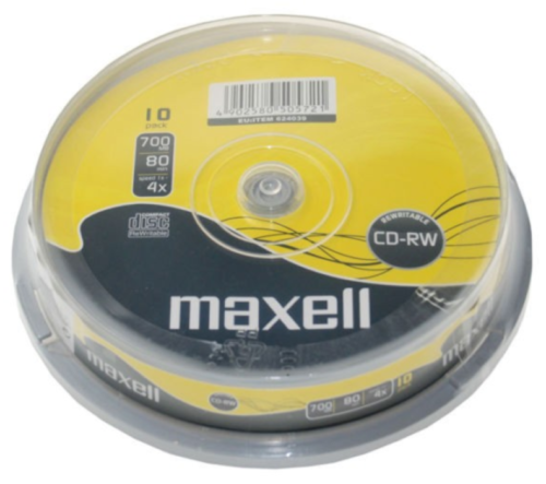 Maxell CDRW RE-WRITABLE CD Disks(10 Pack) Spindle - 624039