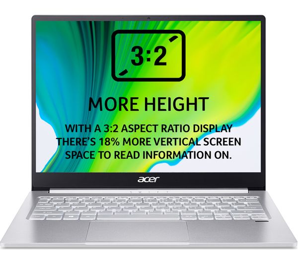 ACER Swift 3 13.5in Silver Laptop - Intel i5-1035G4 8GB RAM 512GB SSD - Windows 10
