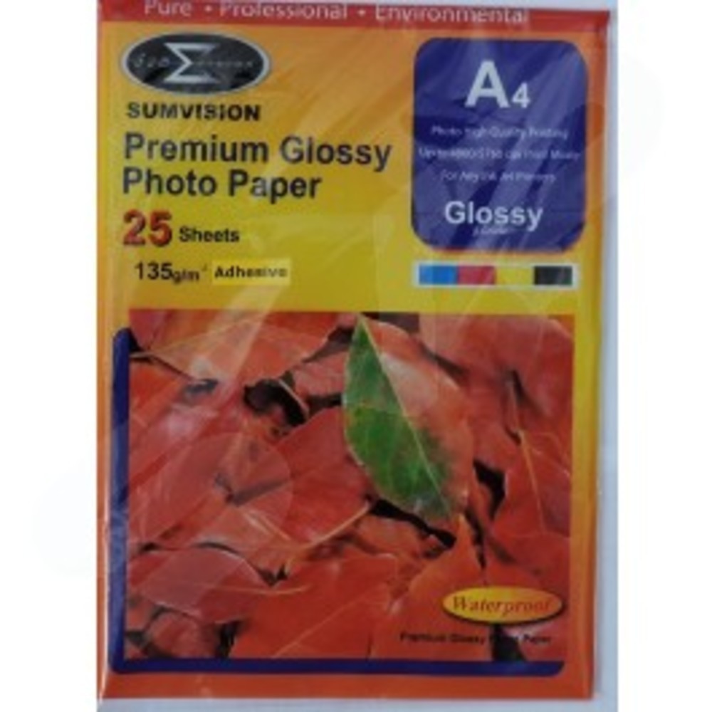 Sumvision 25 Sheets A4 135gsm Premium Self Adhesive Gloss Photo Paper