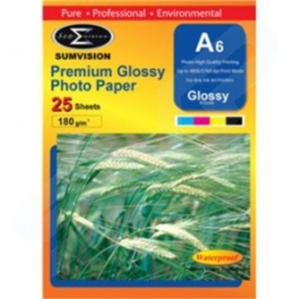 Sumvision 180GSM Glossy A6 Photo Paper 25 Pack