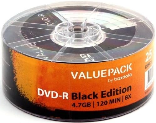 Traxdata DVD-R Blank discs 8x  Black Value Edition 4.7GB Ritek G05 Dye