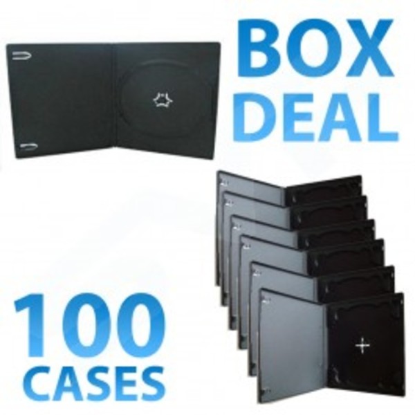 100x Half Height Black Single CD DVD Case - 10MM