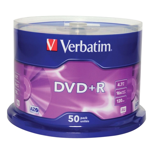 Verbatim Azo 16x Branded Matt Silver DVD+R 50 Pack 43550