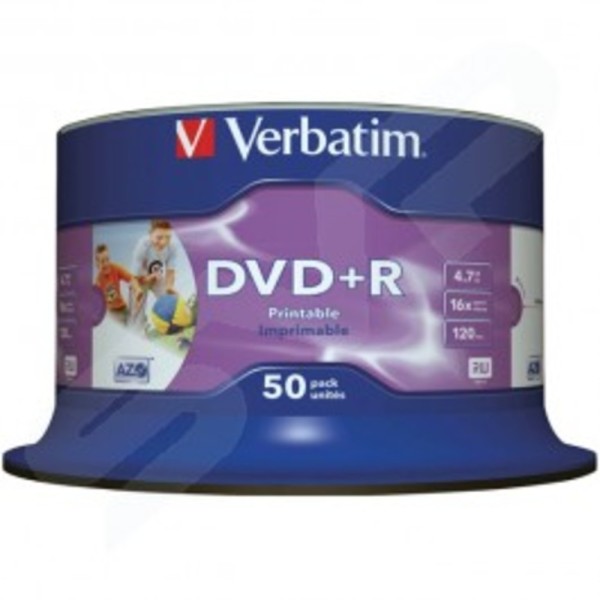 Verbatim 43651 DVD+R Wide Inkjet Printable ID Brand 16x 4.7GB - Pack Of 50