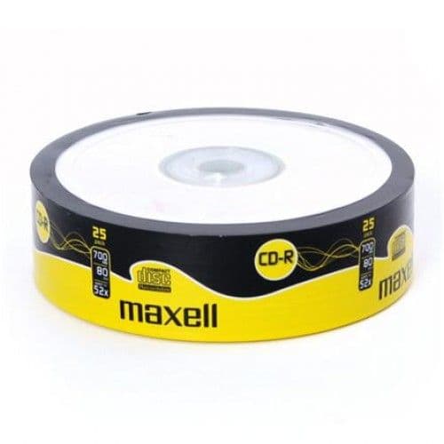 25 Maxell CD-R Discs Recordable 700 MB 80Min (52x) CDR Data & Music Shrink Wrap